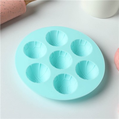 Форма силиконовая для муссовых десертов и выпечки KONFINETTA «Спортивные мячи», d=15,5 см, цвет бирюзовый