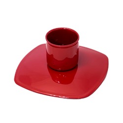 Подсвечник квадро 7х4 см для столовых свечей красный