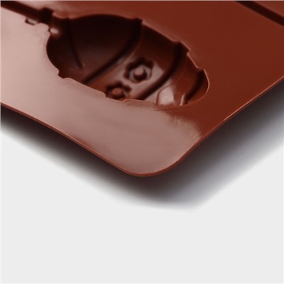 Форма силиконовая для леденцов Доляна «Пасхальный кролик», 26×10×1 см, 6 ячеек, с палочками, цвет коричневый