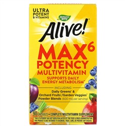 Nature's Way, Alive! Max6 Potency, мультивитамины, 90 капсул