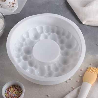 Форма силиконовая для муссовых десертов и выпечки Доляна «Морская пена», 24×8 см, цвет белый
