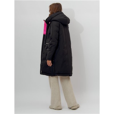 Пальто утепленное женское зимние черного цвета 112209Ch