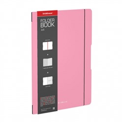 Тетрадь А4 48л. Клетка FolderBook Pastel розовая, на резинке, на скобе, обложка- пластиковая, сменны
