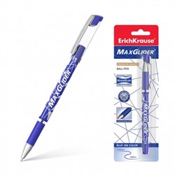Ручка шариковая синяя 0,7мм Ultra Glide Technology, круглая, резиновый держатель, металлизированный