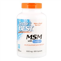 Doctor's Best, MSM with OptiMSM, 1000 мг, 180 капсул