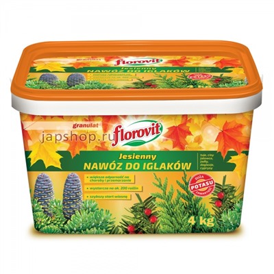 Florovit Удобрение гранулированное для хвойных растений, осеннее, ведро, 4 кг(5900861016390)