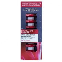 L'Oreal Paris Laser Anti-Aging Gesichtspflege Glykolsaure Ampullen 7-Tage-Kur, 7 x 1ml  Лазерный антивозрастной уход за лицом в ампулах с гликолевой кислотой, 7-дневный уход, 7 x 1 мл