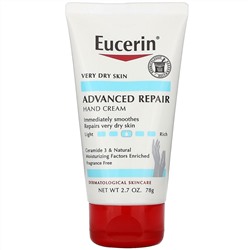 Eucerin, Крем для рук для продвинутого восстановления, без запаха, 2,7 унции (78 г)