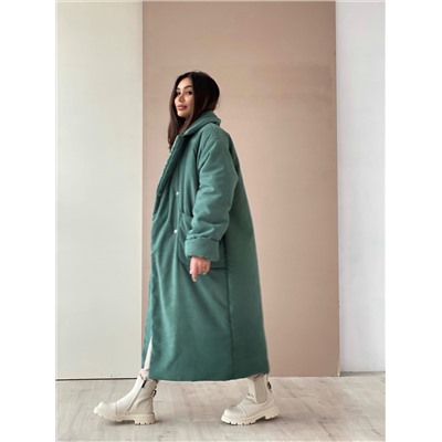 8238 Пальто-одеяло Premium Аlpolux в зелёном цвете