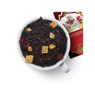 Чай черный "Принц персии" Черный среднелистовой чай, кусочки папайя, дыни, груши с ароматом апельсина и ананаса.