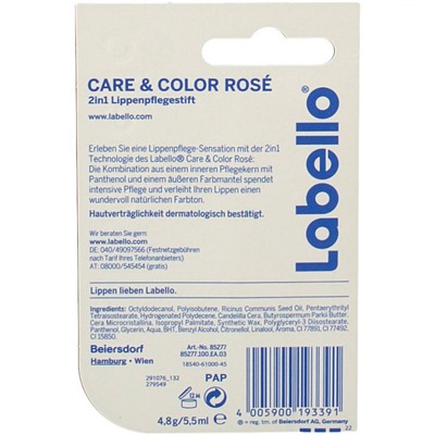 Labello (Лабелло) Care & Color Rose 4,8 г