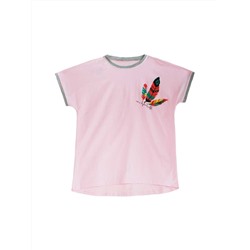 Розовая женская футболка с перьями "King size" (14714)