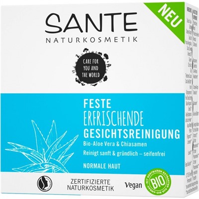 Sante Feste Erfrischende Gesichtsreinigung Bio-Aloe Vera & Chiasamen  Твердое освежающее очищающее средство для лица с органическим алоэ вера и семенами чиа