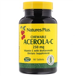 Nature's Plus, Ацерола-С, жевательные таблетки, 250 мг, 90 таблеток
