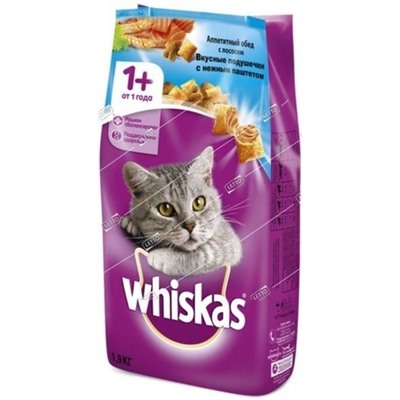 Whiskas корм для кошек подушечки с паштетом Лосось 1,9кг