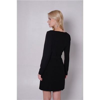 11418 Платье чёрное с асимметричным вырезом