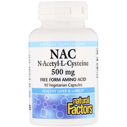 Natural Factors, NAC N-Acetyl-L Cysteine, 500 mg, 90 Vegetarian Capsules