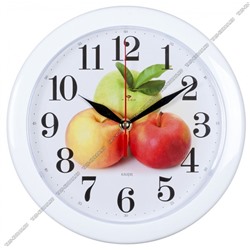 Часы (пластик) кругл.d23см "Наливные яблоки" бел.к