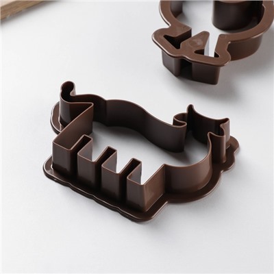 Набор форм для печенья Доляна «Бычок и петушок», 2 шт, 14×13×2 см, цвет коричневый