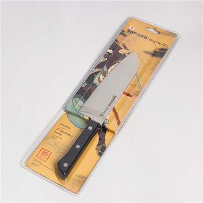 Нож кухонный Samura HARAKIRI, Сантоку, лезвие 17,5 см, чёрная рукоять