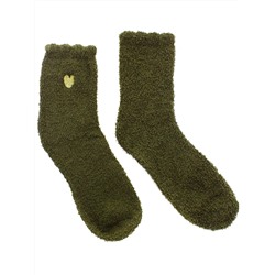 Махровые носки р.35-40 "Сердечко" Тёмно-зелёные