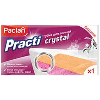 Губка для ванной с абразивным слоем из искусственной замши Practi Crystal, Paclan