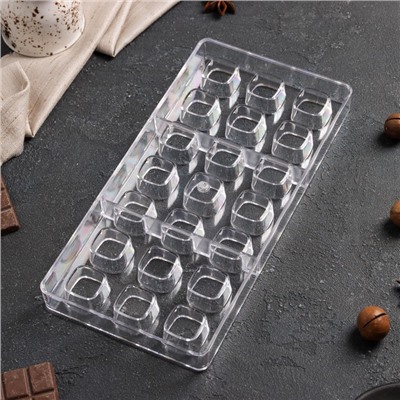 Форма для шоколада и конфет KONFINETTA «Куб», 27,5×13,5×3 см, 21 ячейка, ячейка 2,5×2,5 см