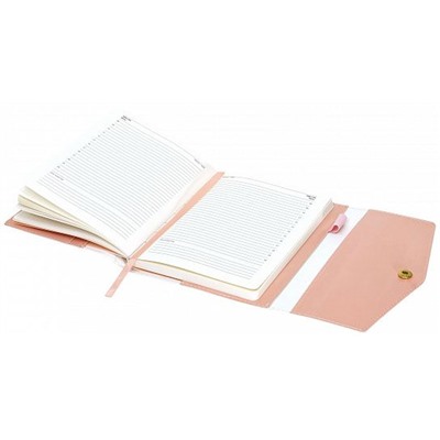 Ежедневник А6 96л. Недатированный GRACE Розовый, мягкая обложка, экокожа в виде конверта с застежкой