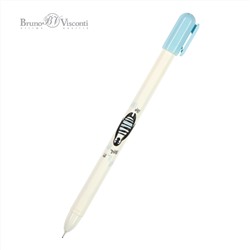 Ручка гелевая синяя 0,38мм CoolWrite Пингвин, игольчатый пишущий узел, непрозрачный пластиковый корп