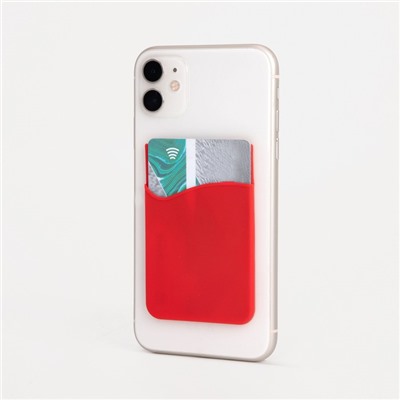 Картхолдер на телефон, силикон, цвет красный