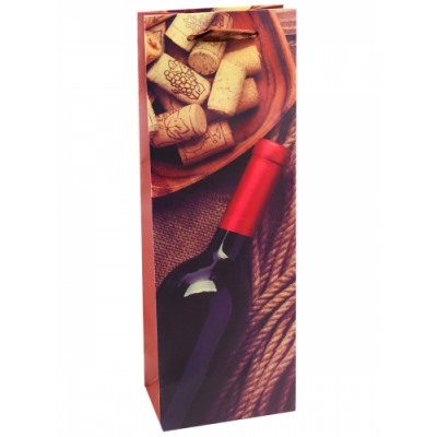 Пакет подарочный ламинированный Бутылка вина, 12x36x8,5 см