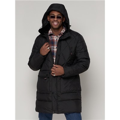 Куртка зимняя мужская классическая стеганная черного цвета 92895Ch