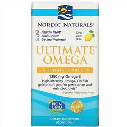 Nordic Naturals, Ultimate Omega, со вкусом лимона, 1280 мг, 60 капсул