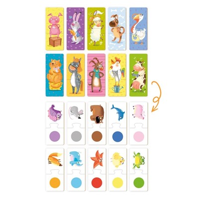 Игровой набор "Веселые зверята": пазлы и карточки с заданиями