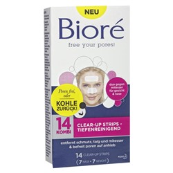 Biore Clear-up Strips tiefenreinigend Очищающие пластинки Глубокое очищение для лица и носа 14 шт.