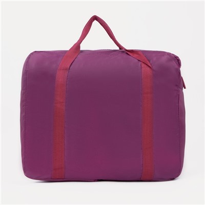 Сумка дорожная, складная в косметичку на молнии, наружный карман, держатель для чемодана, цвет бордовый