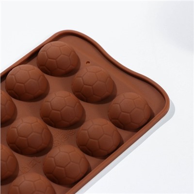 Форма силиконовая для льда и кондитерских украшений Доляна «Мячики», 21×10,5×1,5 см, 18 ячеек, цвет шоколадный