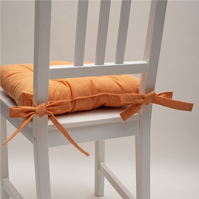 Сидушка на стул с завязками 'Цвет эмоций' 40х40, саржа, 'Абрикос'