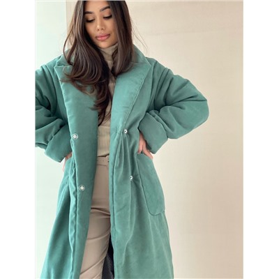 8238 Пальто-одеяло Premium Аlpolux в зелёном цвете