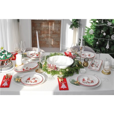 Блюдо сервировочное Доляна «Рождественские гномики», 28×12×3,2 см, цвет белый