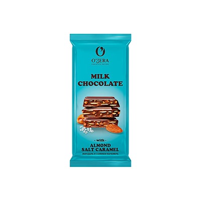 «O'Zera», шоколад Milk chocolate with Almonds salt caramel, 90 г