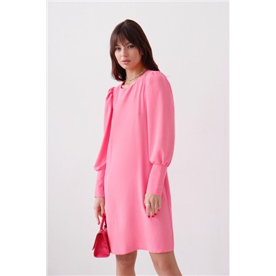 9245 Платье с объёмными рукавами нежно-розовое (остаток: 42)