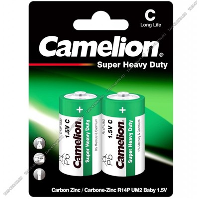 Бат. CAMELION "Heavy Duty" green R14P- 2шт.С ср/кр