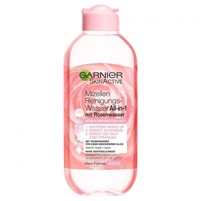 Garnier Mizellen-Reinigungswasser All-in-1 mit Rosenwasser  Универсальная мицеллярная очищающая вода с розовой водой