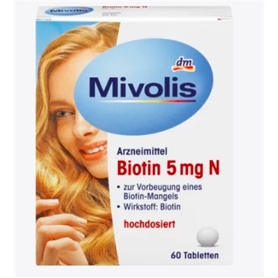 Mivolis Biotin 5 mg N Биотин 5 мг N Таблетки, 60 шт