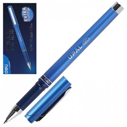 Ручка гелевая синяя 0,7мм Upal, пулевидный узел, круглый корпус, металлизированный наконечник, релье