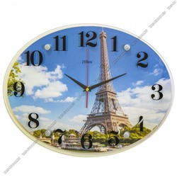 Часы (стекло/дерево) овал (46х35см) "Париж зовет"