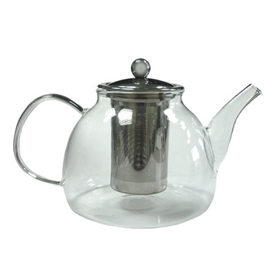 SALE Заварочный чайник из жаропрочного стекла "Мальва" с металлической колбой, 1200 мл, дно d135 мм