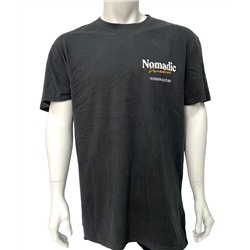 Темно-серая мужская футболка Nomadic с белым принтом  №506