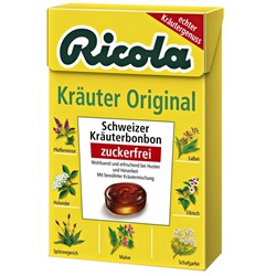Ricola (Рикола) Schweizer Krauterbonbons Box Krauter Original ohne Zucker Леденцы с лекарственными травами без сахара, успокаивают горло, 50 г